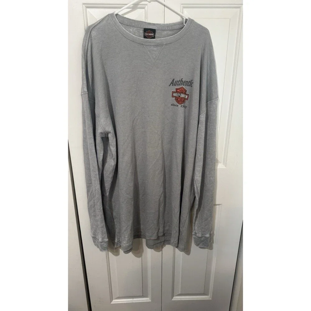 Vintage Harley Davidson long Sleeve Shirt Men's 3XL Gray